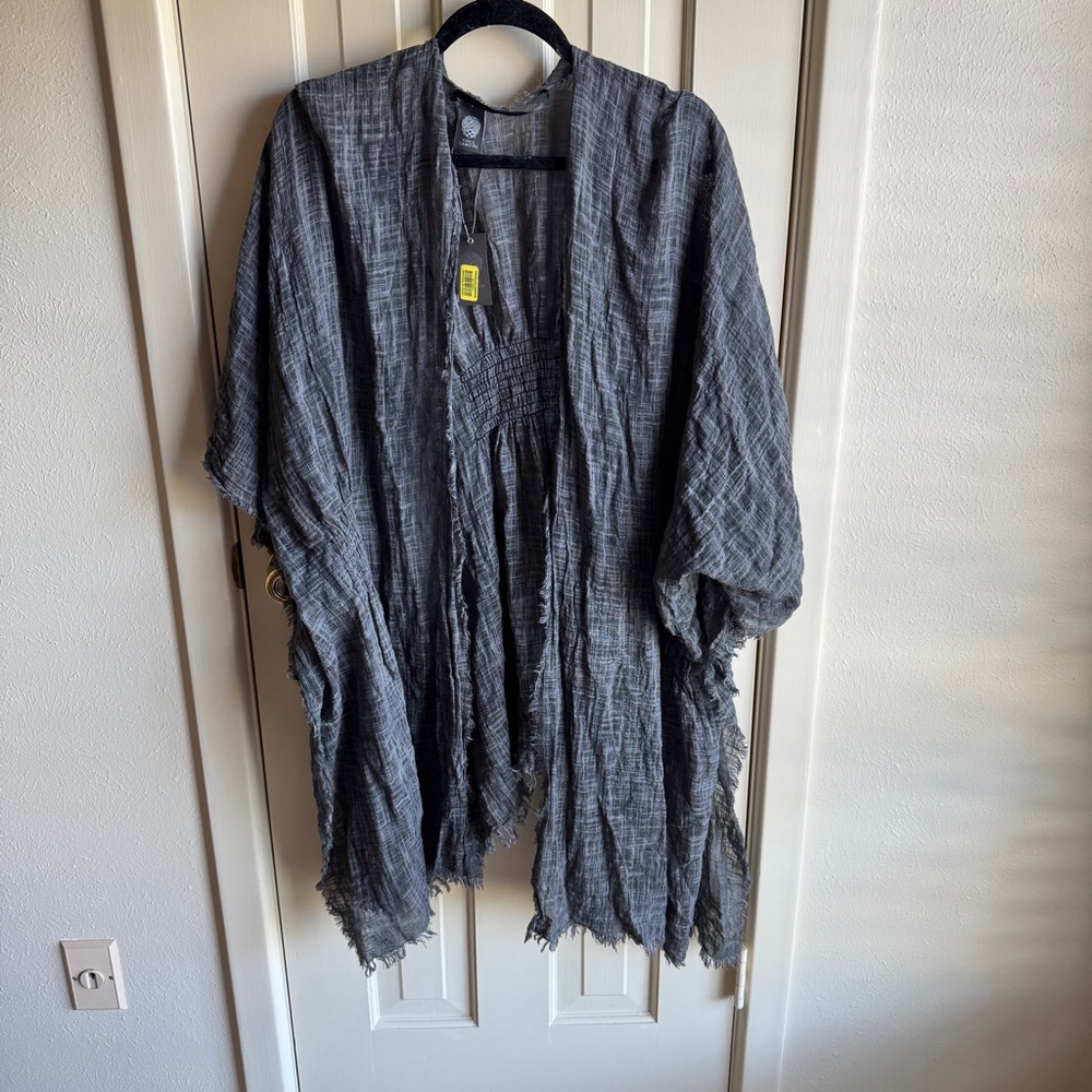Vince Camuto Charcoal Textured Open Cardigan